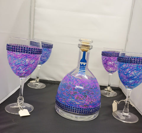 Reimagined D'usse Wine Decanter paired with 4pc Crystal Wine Glass Set
