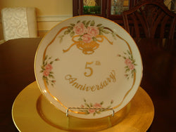 Lefton China Gold-trimmed 5th Anniversary Plate - FayZen's Kreations