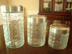 Squares-Designed Canister Set With Silver Screw-On Tops - FayZen's Kreations