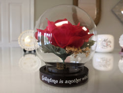 Red Rose In Glass Globe For Grandma - FayZen's Kreations