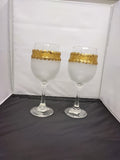 Customized Gold and Frosted Wine Bottle with 2pc Long Stem Wine Glasses