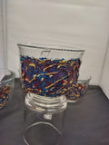 Hand Painted Blue Red & Gold Coffee Mug 4pc Set