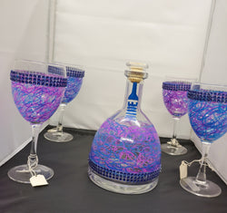 Reimagined D'usse Wine Decanter paired with 4pc Crystal Wine Glass Set