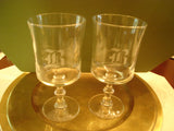 Decorative Stem Wine Glass 6 pc. Set, Engraved Letter "R" - FayZen's Kreations
