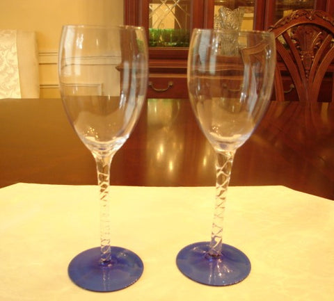 Light Blue Crystal Wine Glass 4 pc. Set - FayZen's Kreations