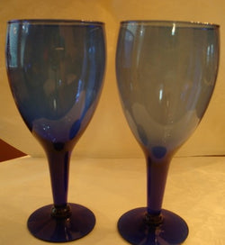 Footed Dark Blue Goblet Water Glass 5 Pc. Set - FayZen's Kreations