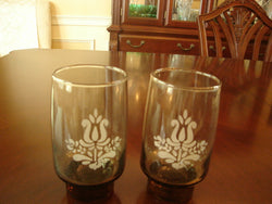 Pfaltzgraff Brown Etched Thick-Base Water Glass Set - FayZen's Kreations