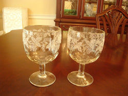 Grape Leaf Etched Goblet Glass Set - FayZen's Kreations