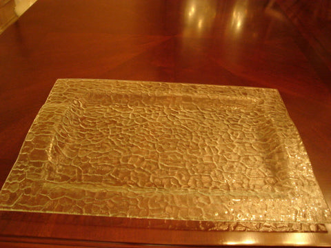 Pale Green Serving Platter With Embossed Curved Designs - FayZen's Kreations