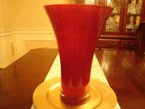 Tall Red Crystal Vase With Thick Clear Base - FayZen's Kreations