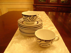 Spiral Design 16 Pc Saucer & Coffee Cup Set - FayZen's Kreations