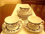 Spiral Design 16 Pc Saucer & Coffee Cup Set - FayZen's Kreations
