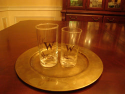 Water & Juice Glass Set Etched with Ltr. "W" - FayZen's Kreations