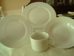 Gibson Embossed Cream Dinnerware 4 pc Place Setting - FayZen's Kreations