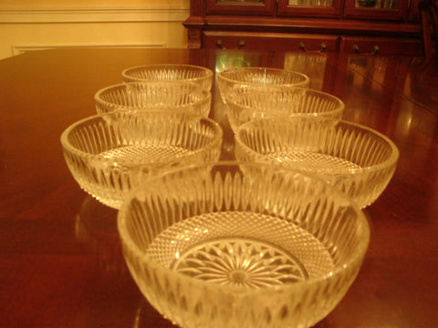 Vintage Carved Press Glass Dessert Dish Set - FayZen's Kreations