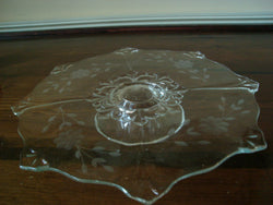 Vintage Raised Etched Crystal Wedding Cake Platter - FayZen's Kreations