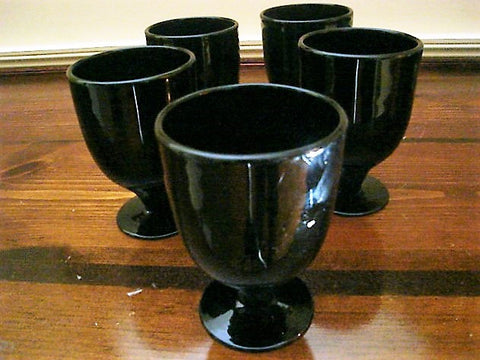 Footed Black Water Goblet 5pc Set - FayZen's Kreations