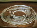 Frosted & Clear 3 Section Serving Platter Engraved with Water Lilies - FayZen's Kreations