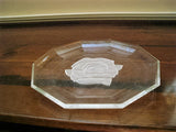 Vintage Columned Crystal Serving Platter with Center Frosted Rose - FayZen's Kreations