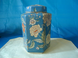 Japanese Blue Porcelain Floral Vase with Matching Top - FayZen's Kreations