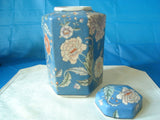 Japanese Blue Porcelain Floral Vase with Matching Top - FayZen's Kreations