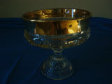 Indiana Glass Kings Crown Thumbprint Compote Bowl Gold Flash - FayZen's Kreations