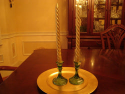 Green 2 pc Depression Glass Candle Holders - FayZen's Kreations
