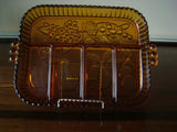 Gold Indiana Glass Tiara Relish Tray with Vintage Pressed Glass Pattern - FayZen's Kreations