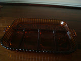 Gold Indiana Glass Tiara Relish Tray with Vintage Pressed Glass Pattern - FayZen's Kreations