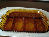 Gold Indiana Glass Tiara Relish Tray with Vintage Pressed Glass Pattern - FayZen's Kreations