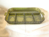Green Indiana Glass Tiara Relish Tray with Vintage Pressed Glass Pattern - FayZen's Kreations