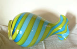 Urn Shaped Turquoise & Lime Green Swirl Glass Vase - FayZen's Kreations
