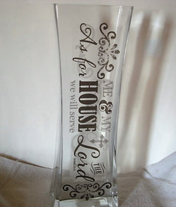 Hand-Blown Tall Glass IKEA "Rektangel" Floor Vase with Vinyl Etching - FayZen's Kreations