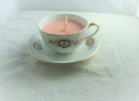 Globe China Gold-Rimmed Cup & Saucer Container Candle - FayZen's Kreations