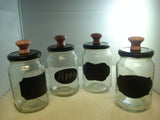 Glass Storage Jar 4 pc Set with Knobs and Chalkboard Labels - FayZen's Kreations