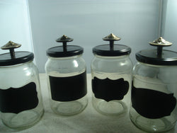 Glass Storage Jar 4 pc Set with Knobs and Chalkboard Labels - FayZen's Kreations
