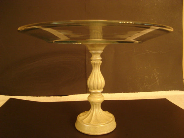 "Elevate" Raised Cake Stand with Fluted Resin Column Base - FayZen's Kreations