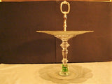 "Green Marbles" Two-tier Tidbit Tray with Antique Silver Center Handle - FayZen's Kreations