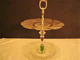 "Green Marbles" Two-tier Tidbit Tray with Antique Silver Center Handle - FayZen's Kreations