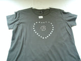 T-Shirt with Hand-Painted Silver Checkered Heart & Crystal Letter "B" plus Necklace Set - FayZen's Kreations