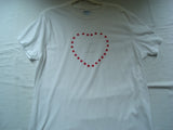 Hand-Painted Unisex T-Shirt with Red Checkered Heart & Crystal Letter "L" plus Necklace Set - FayZen's Kreations