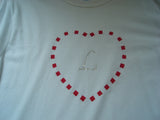 Hand-Painted Unisex T-Shirt with Red Checkered Heart & Crystal Letter "L" plus Necklace Set - FayZen's Kreations