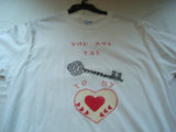 "You Are The Key To My Heart" Hand Painted Unisex T-Shirt plus Necklace Set - FayZen's Kreations