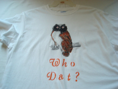 "Who Dat" Hand Painted Unisex Owl T-Shirt - FayZen's Kreations