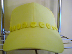 Yellow Baseball Hat Decorated with 9 Yellow Buttons - FayZen's Kreations