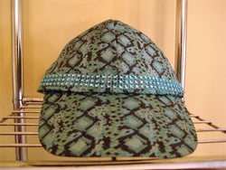 Turquoise/Black Print Baseball Hat with Turquoise Metallic Trim - FayZen's Kreations