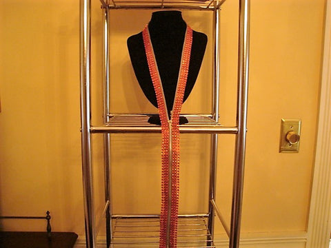 Gray Zipper Necklace with Red Diamond Mesh Ribbon - FayZen's Kreations