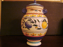 Living Art Urn-Shaped Colorfully Decorated Jar with Contrasting Top and Handles - FayZen's Kreations