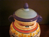 Living Art Urn-Shaped Colorfully Decorated Jar with Contrasting Top and Handles - FayZen's Kreations