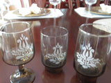 Pfaltzgraff Brown Etched Thick-Base Juice Glass Set - FayZen's Kreations